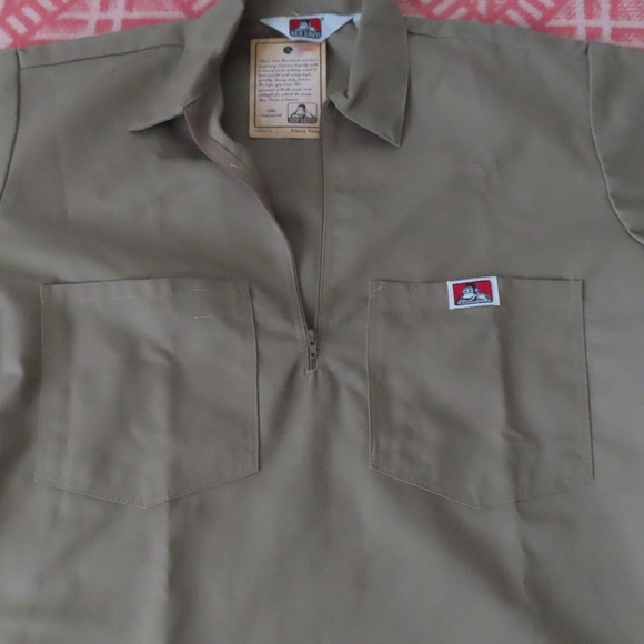 Ben Davis Khaki Work Shirt 1/2 Zip Size M Vintage Skate Work made in usa NWT - Picture 2 of 6
